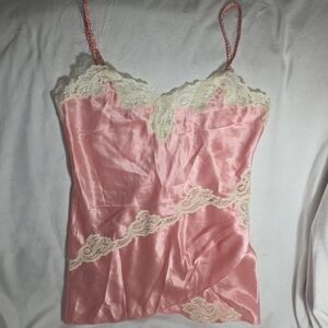 Victoria's Secret Pink Satin Cami with Cream Lace
